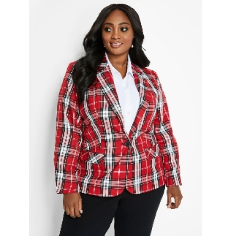 Plaid notch blazer - Ashley Stewart size 22